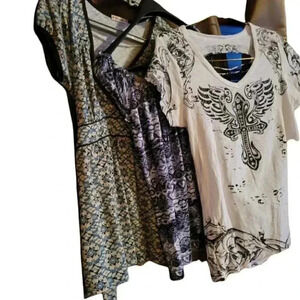 3 Boho Cute Casual Different Woman's  Tops one price med